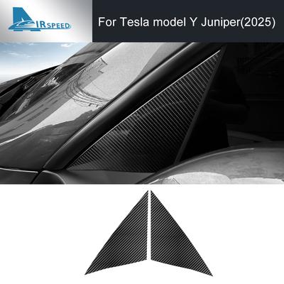 For Tesla Model Y 2025 A Pillar Outer Triangle Carbon Fiber Pattern TPU Film Interior Decoration Car Modification Accessories
