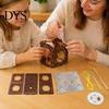 Chinese Lantern Making Kit DIY Vintage Palace for Kids, Style Wooden Frame Traditional Brocade Crafts, Material Set Mid-Autumn Festival Celebration