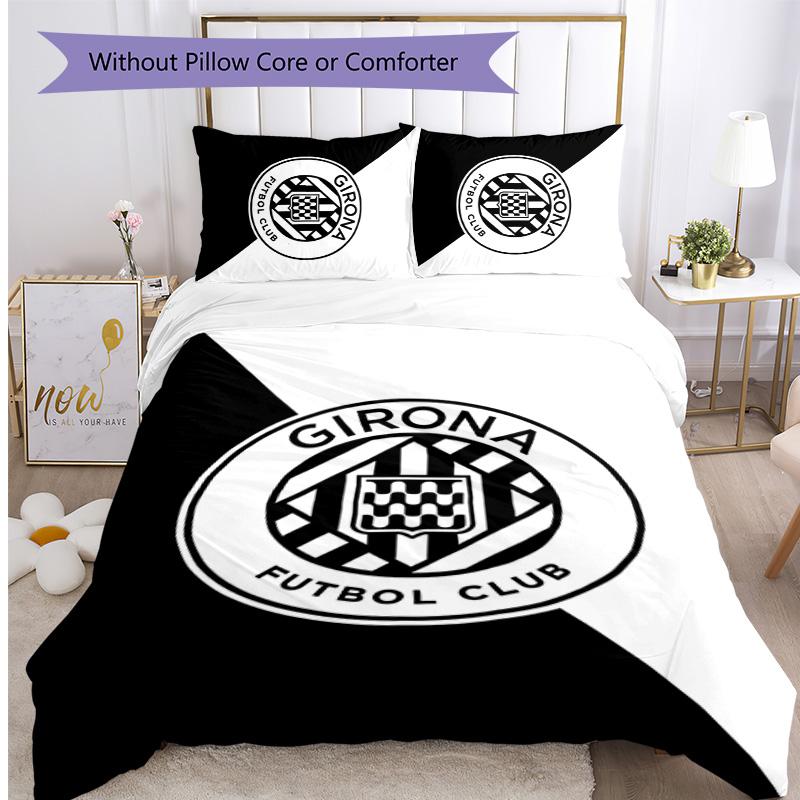 Girona FC Printed 3PCS Bedding Set Breathable Duvet Cover with Pillowcases Decorative Bed Linen for Bedroom Home