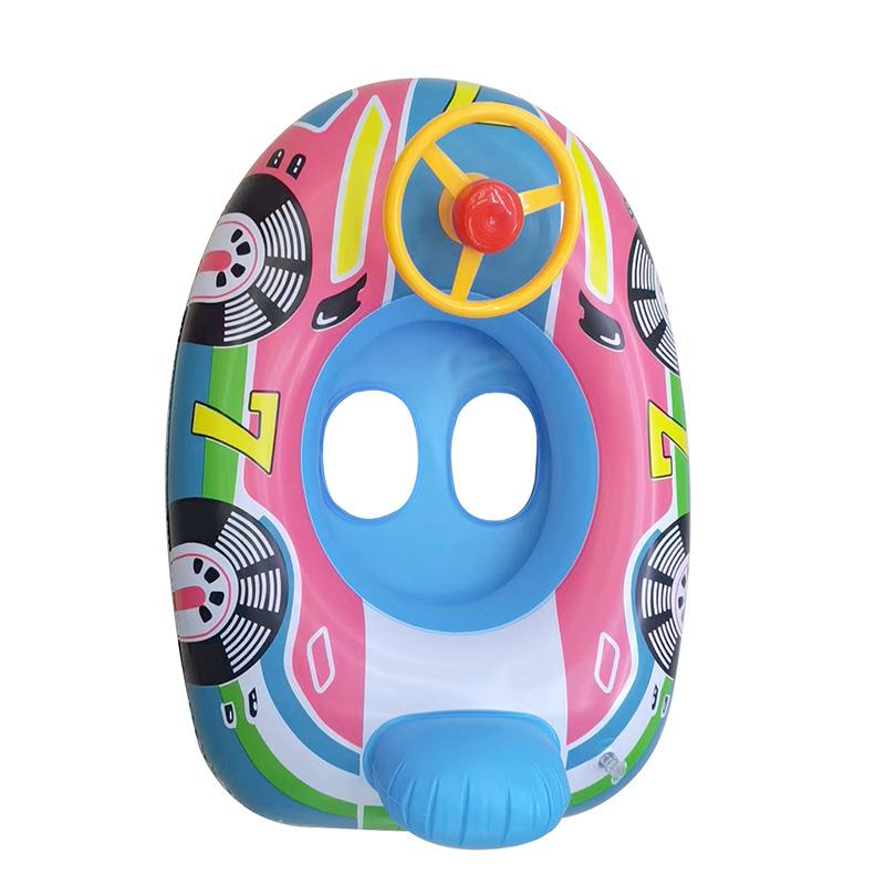 

Baby Swimming Pool Float, Cute Car Design Kids Toddler Inflatable Summer Beach Floatie Boat Swim Tube Ring With Handles Safety розовый