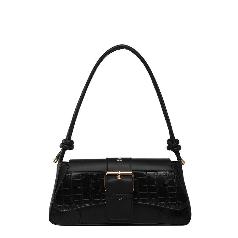

Заграничный стиль узор крокодила сумка на одно плечо подмышку женская 2025 новая модная нишевый дизайн популярная текстура сумка-мессенджер чёрный