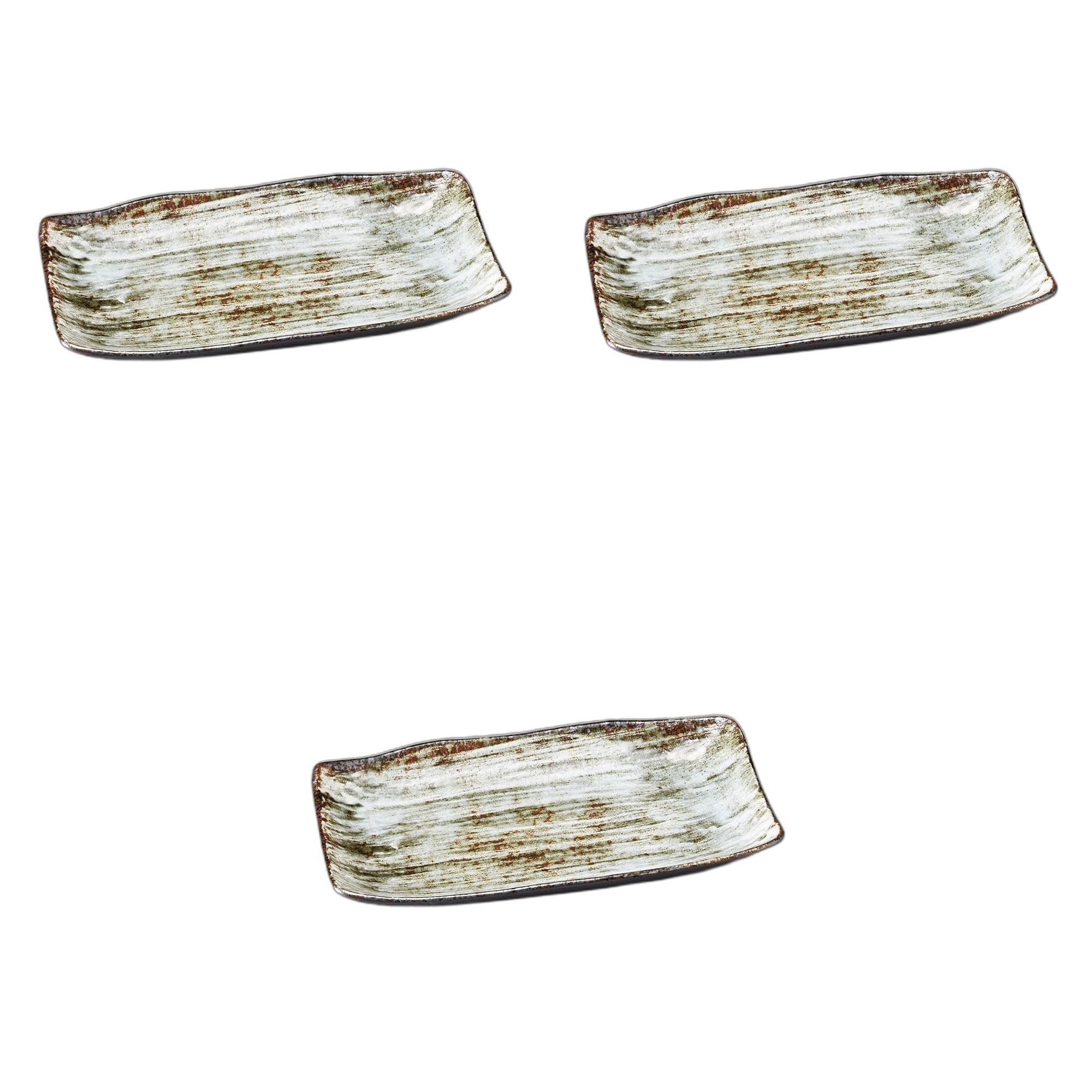 

Setomonohonpo Set of 3 White Brushed Atka Mackerel Plates x x Ceramic Long Plates (Setomonohonpo) [30 17.3 3.3 cm]
