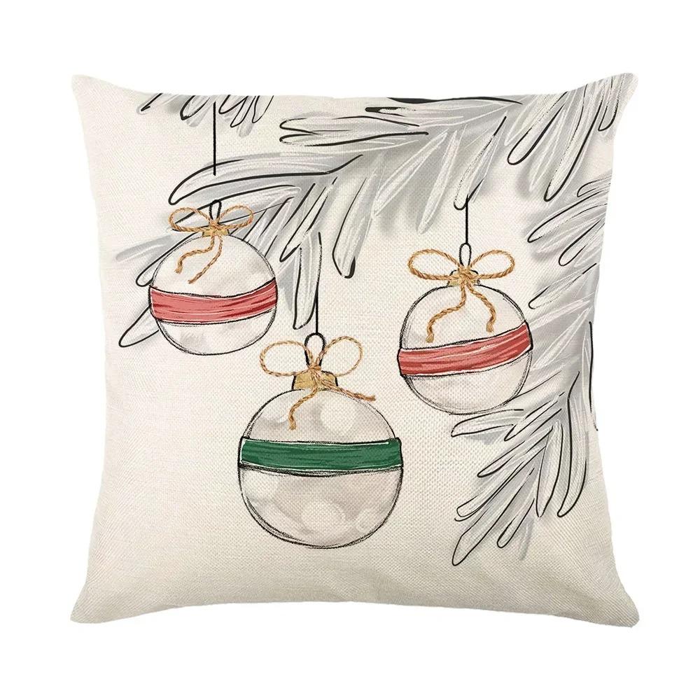 Christmas Day Party Decoration Pillowcase Santa Claus Dwarf Snowman Print Pillow Cover Sofa Room Home Decoration Christmas Gift