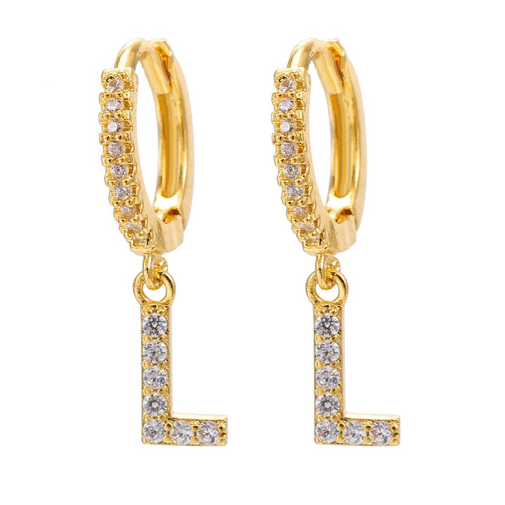 A Pair Of Zircon Earrings With Letters
