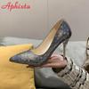 Fashion Aphixta 10cm High Tansparent Stiletto Heels Women Pumps Dazzle Colorful Official Party Shoes Big Size 33-50