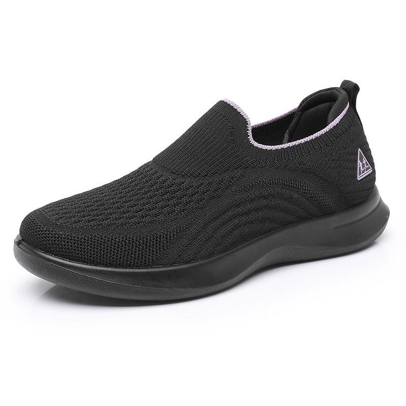 Fashion Women Knitted Shoes Spring New Women's Sports Shoes, Breathable, Lightweight, Non-slip, Wear-resistant, Casual Shoes, Flat Shoes