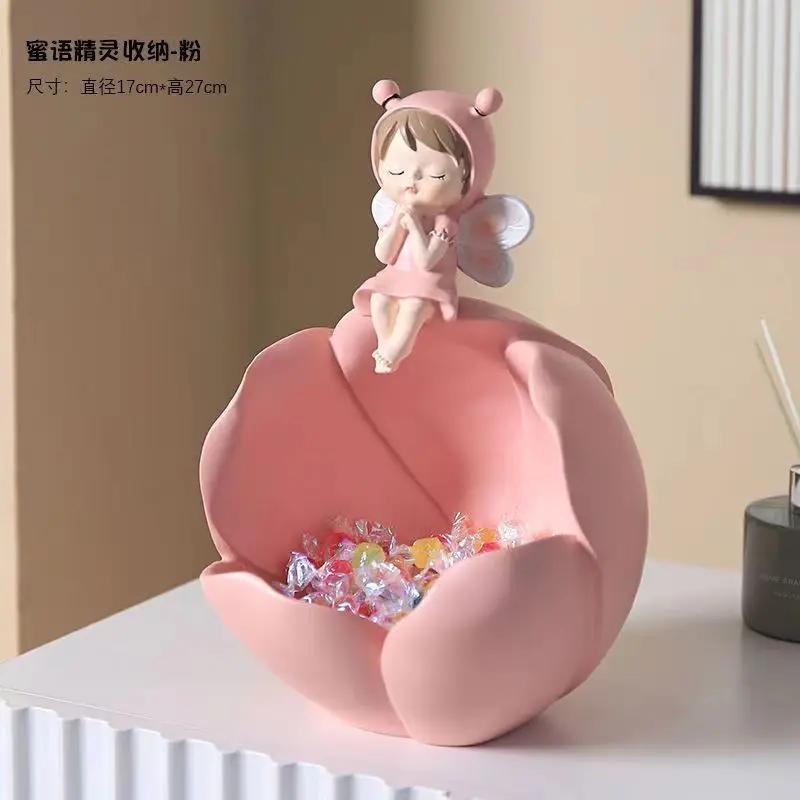 

Креативная статуэтка девушки из смолы, поднос для хранения вещей, гостиная, тумба под телевизор, спальня, обеденный стол, место для хранения ключей, аксессуары для декора розовый