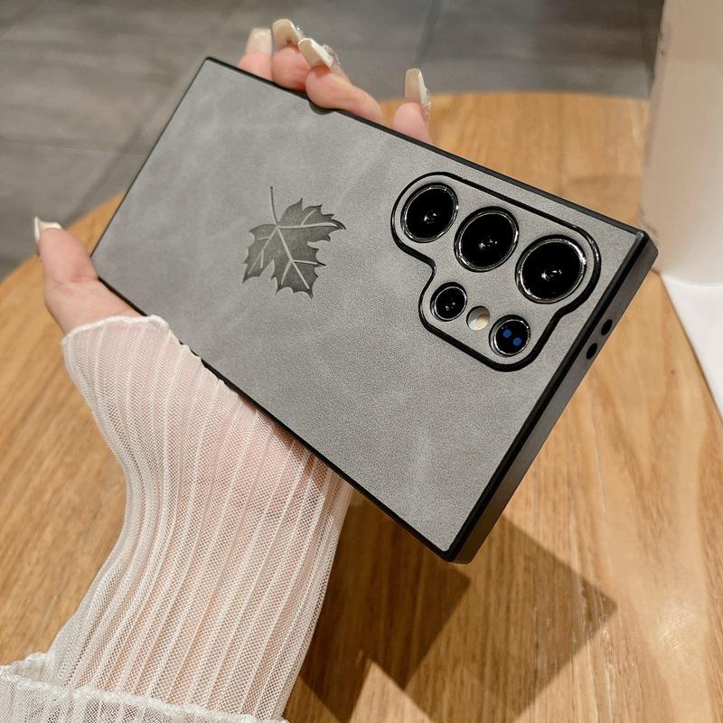 Applicable To Samsung S25u Mobile Phone Case, New Skin Feeling S24 Lambskin Maple Leaf Note20 Anti-drop Cover 34A56 All-inclusive