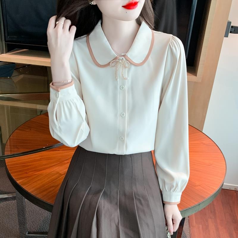 Doll Collar Long Sleeved Shirt for Women's Autumn Collection with a Niche Design and a Unique Women's Shirt