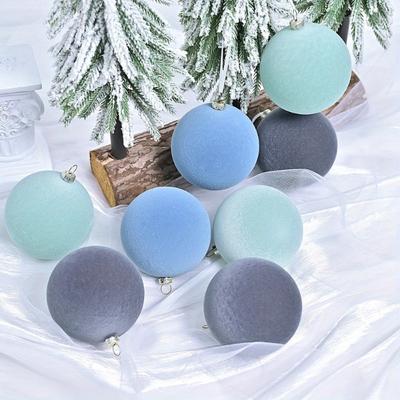 Lot de 12 boules décoratives de Noël floquées de 6 cm/2,36 pouces pour centres commerciaux, arbres de Noël, fenêtres, décorations festives en plastique