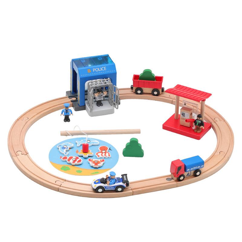 

Деревянный набор для самостоятельной сборки поезда Полицейский участок совместим со всеми марками железнодорожных игрушек Дорожные аксессуары для детей Подарки