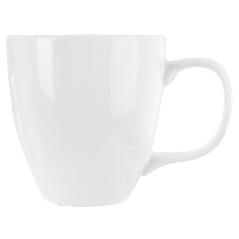 White Porcelain Mug for Drinking Coffee, Tea, Herbs, Beverages, Large 400 ml