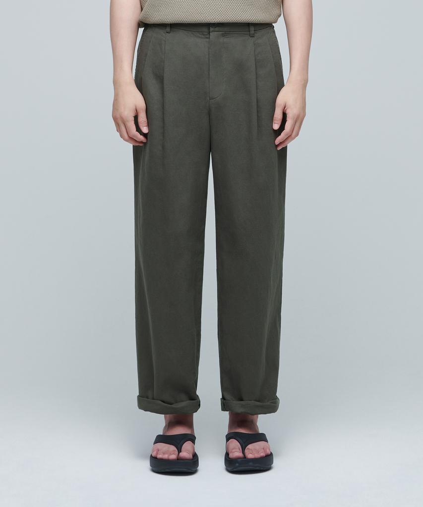MUSINSA STANDARD Cotton Linen Two-Tuck Wide Pants [Khaki]