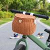 Detachable Front Bike Basket with Lid Multipurpose, Woven Lid, for Balance Bikes Brown