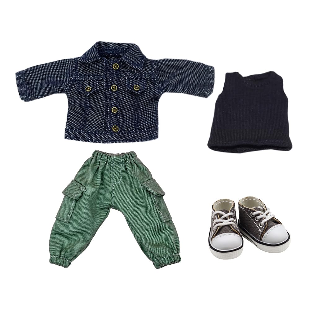 

niannyyhouse Одежда для BJD куклы Джинсовый костюм для куклы OB11 размера Тело 11 см 1/12 Куртка, Брюки, Жилет, Обувь, (Темно-синий)