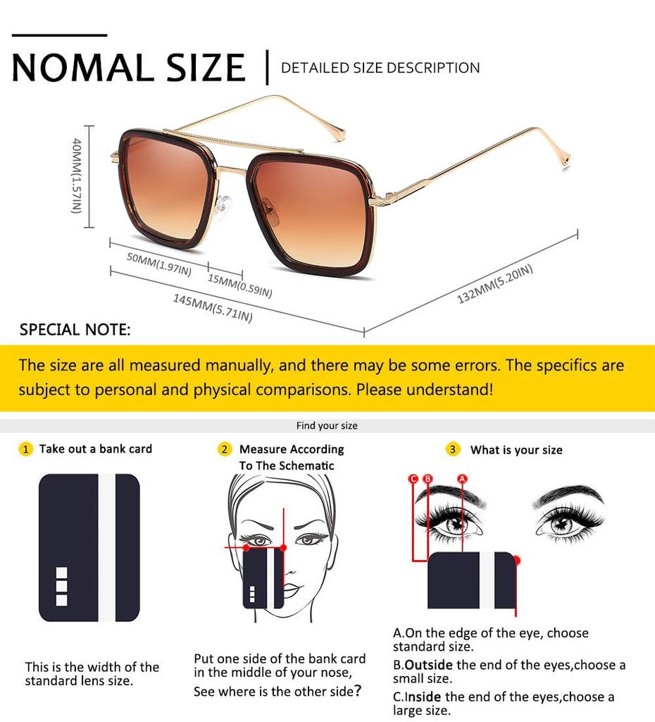[SHEEN KELLY] Classic Retro Square Eyeglasses Sunglasses Metal Men's Sunglasses