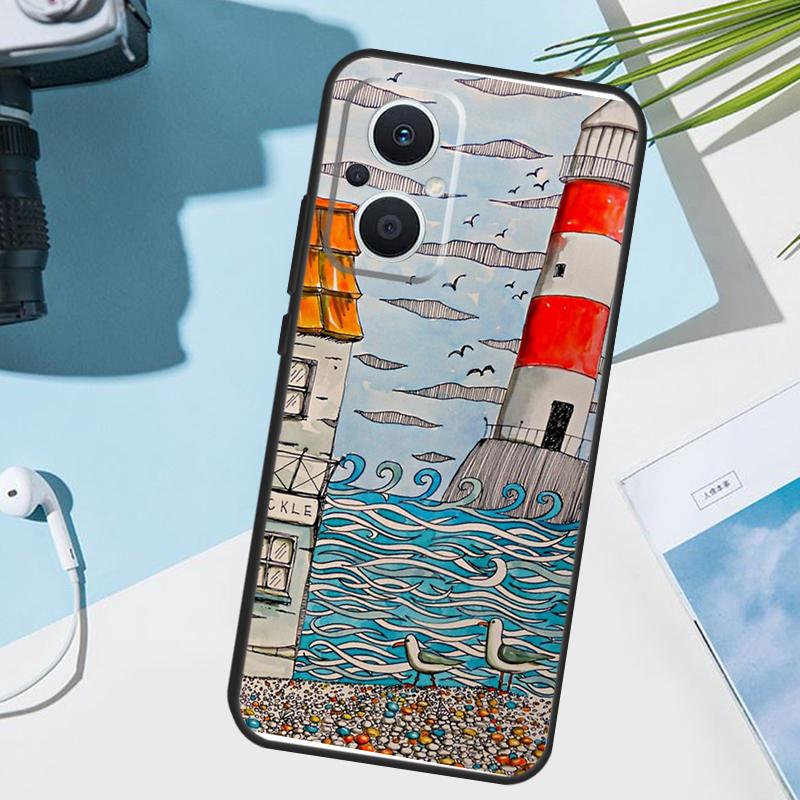 Abstract art highway lighthouse Cover For OPPO Reno 13 F 14 10 11 12 Pro 12F 11F 14F 7 8 Lite OPPO Find X8 X6 X5 X9 Pro Case
