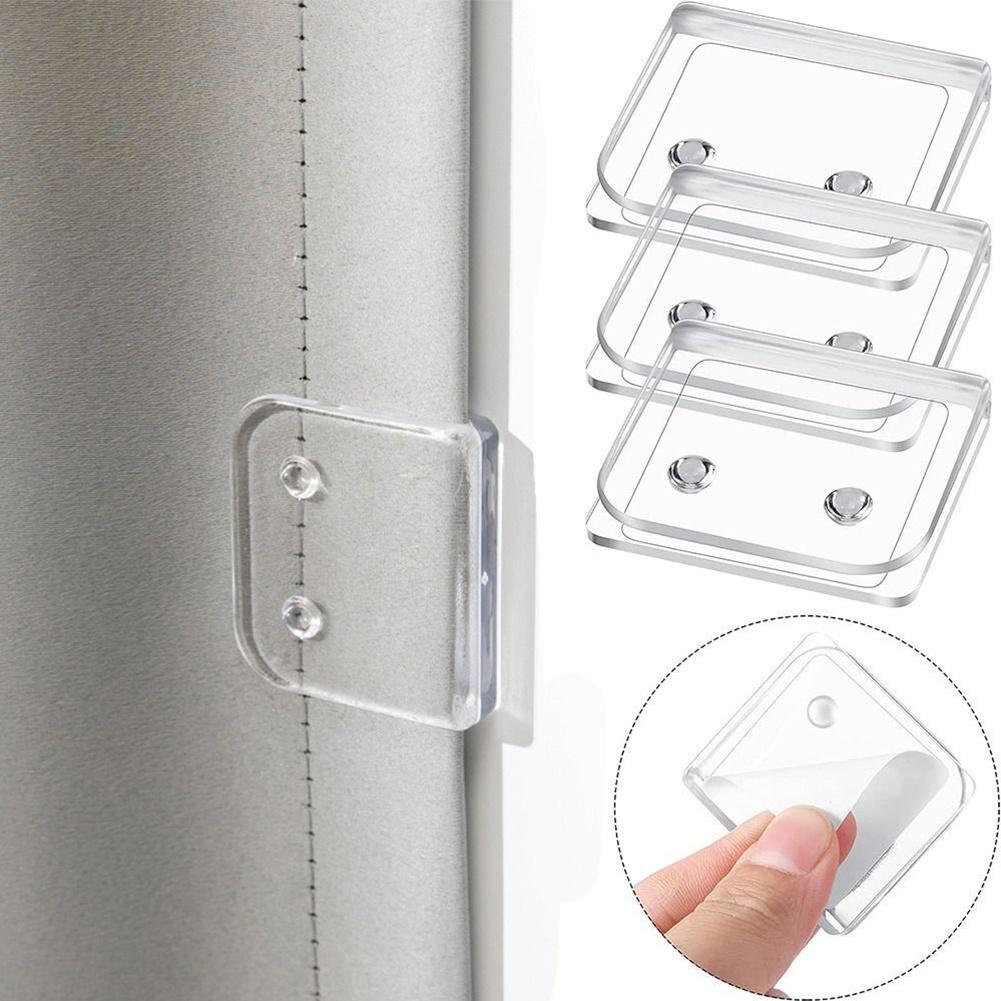 4 Stück Duschvorhang-Clips Winddicht Selbstklebend Duschvorhang-Clips WC-Vorhangringe Cliphalter Badezimmerzubehör