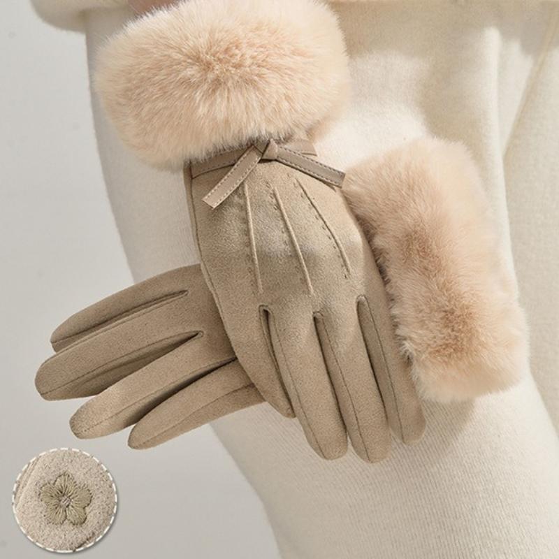 Gloves Women's Autumn and Winter Cycling Windproof and Warm Touch Screen Gloves Women's Velvet Windproof and Cold Proof