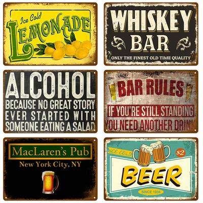 Vintage Blechschild Home Decor Artikel Wanddekoration Kunst Wandbild Raumdekoration Artikel Dekor Männer Retro Metallschild Platte Bar Poster
