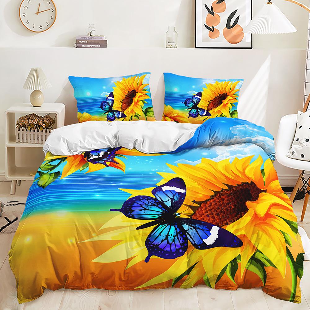 Three-Piece Sunflower Series Quilt Cover Bedding Kit Animal
