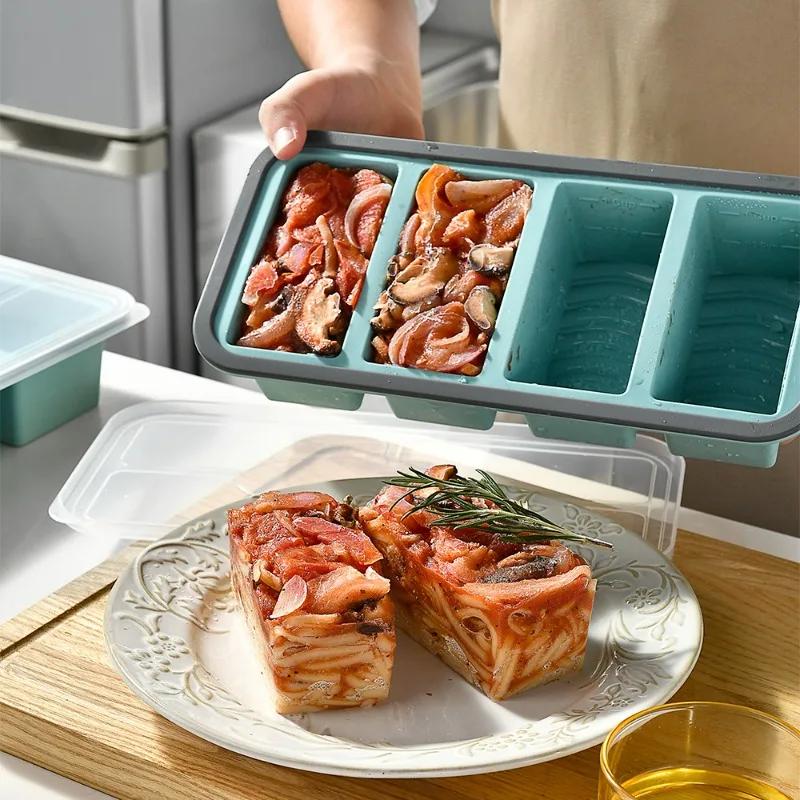Food Freezer Tray -Large Ice Cube Freezer Molds - Soup, Sauce, leftovers, Homemade Meal Prep Freezing Kitchen Storage Containers