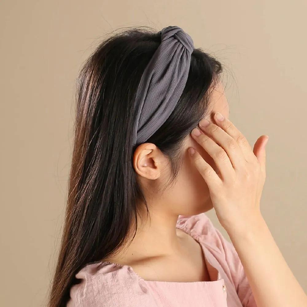 Headband Women's Headband Angel Shushu Ribbed Twisted Hairband Gray