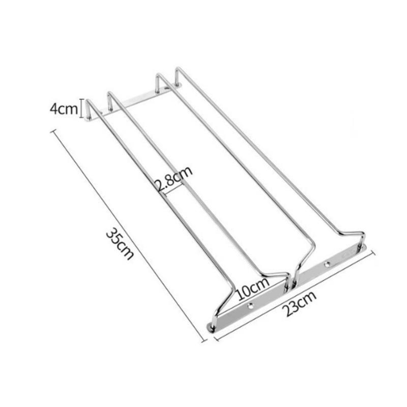 Silver Stainless Steel Wine Rack Glass Holder Hanging Bar Goblet Hanger Shelf