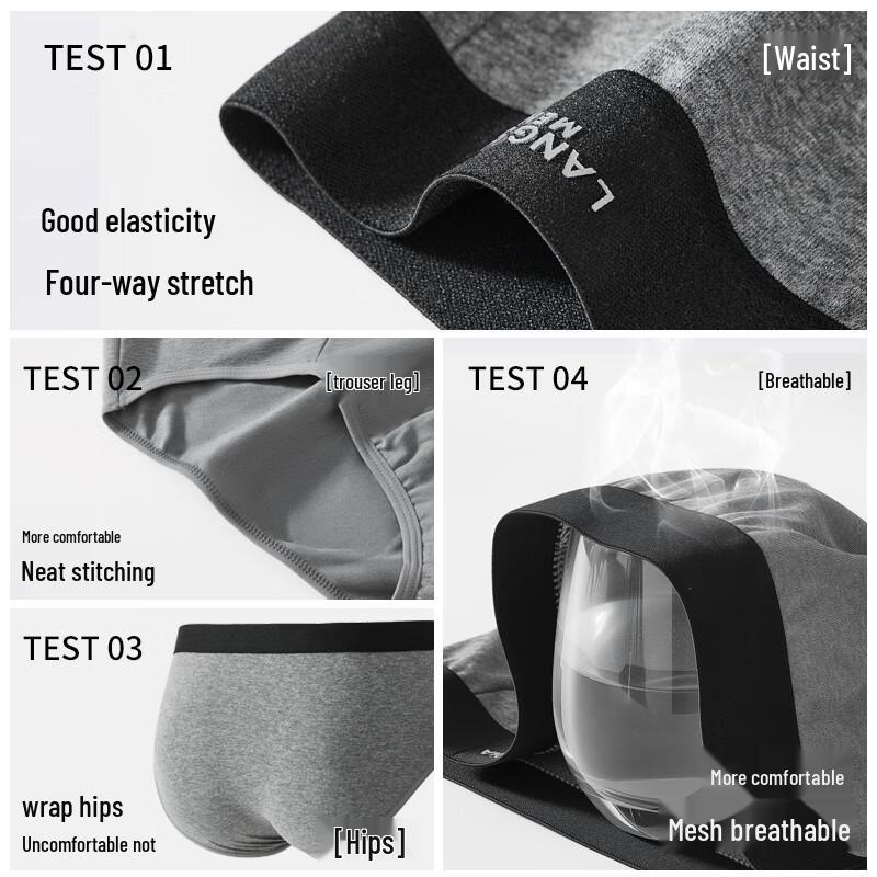 Langsha Men's Silk-Blend Antibacterial Briefs - 4 Pack