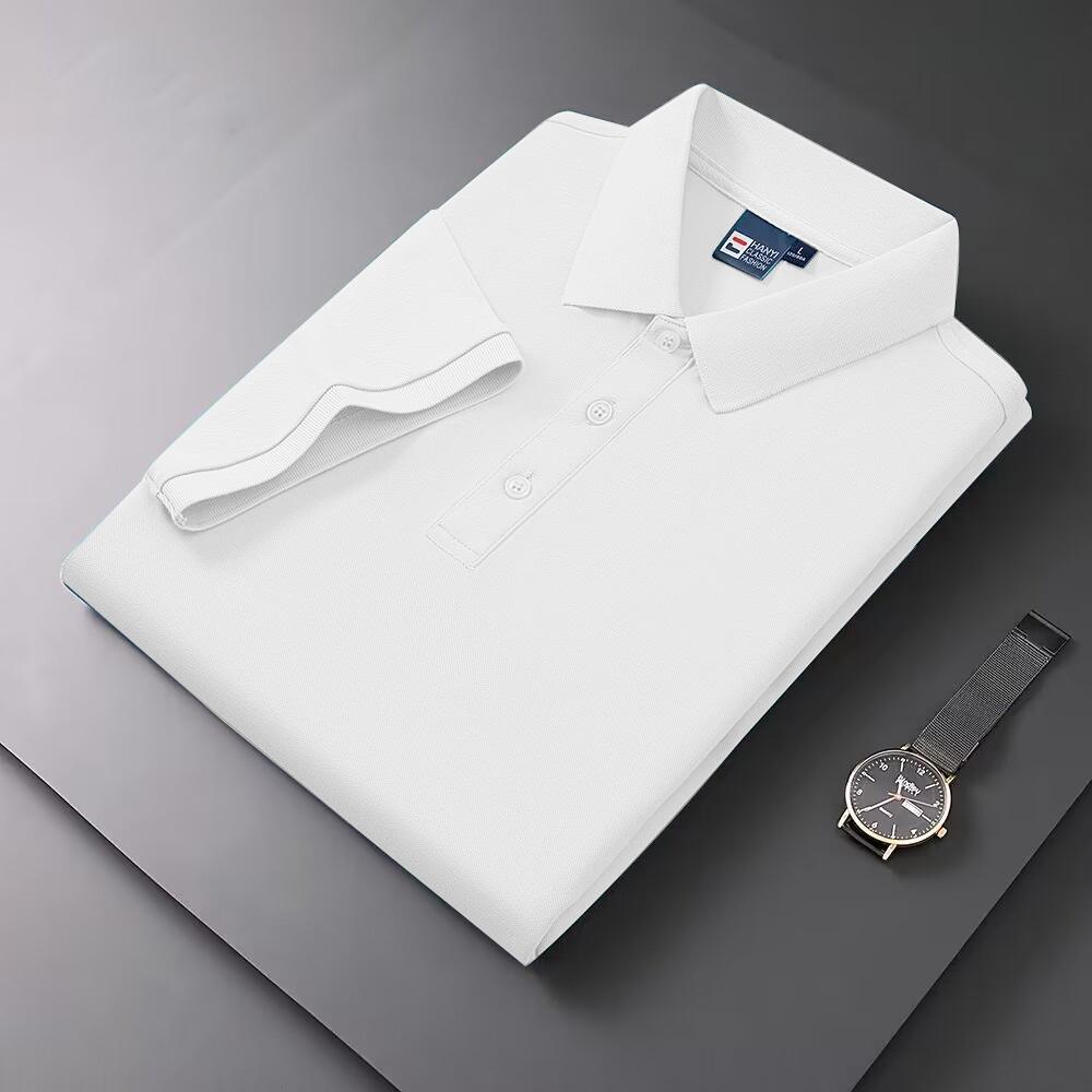 025 Summer New Men's Short Sleeved Solid Color Polo Shirt Breathable and Comfortable Elastic Top Casual Business New Style