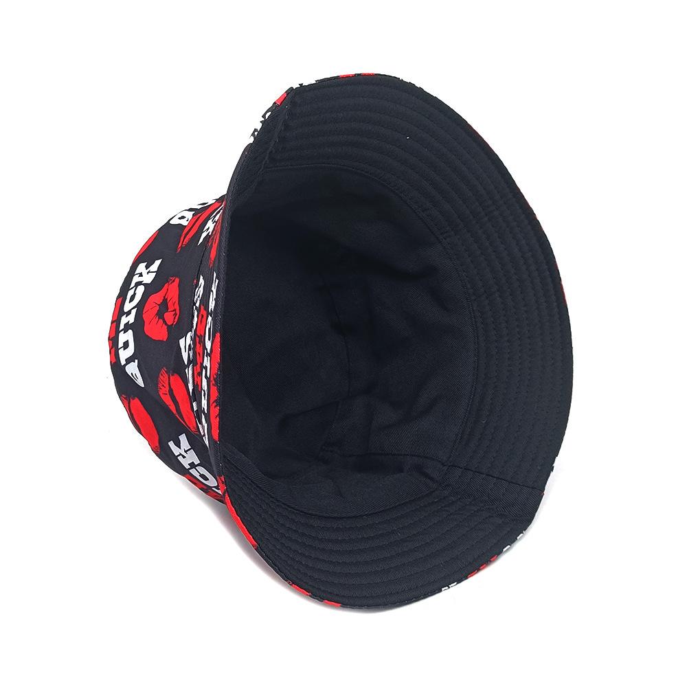 Spring/Summer Lips Print Hat Fashion Men’s Fashion Sun-proof Bucket Hat Unisex Fisherman Hat Women’s Reversible Basin Cap