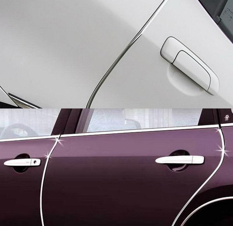 6M Chrome CarDoor Edges Moulding Trim Strips Scratch Guards Protector Cover&Mold