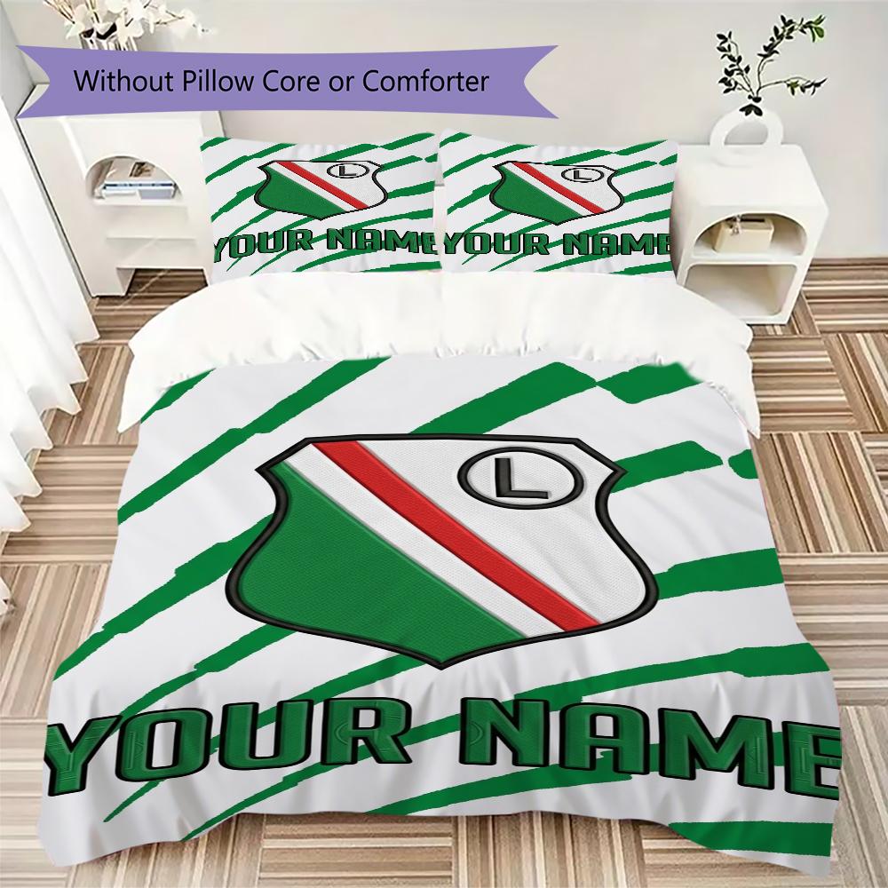 Özel İsimli Legia Warszawa Desenli Nevresim Takımı Yorgan Örtüsü Yastık Kılıfı Ev Dekorasyonu Doğum Günü Hediyesi (1*yorgan kılıfı+2*yastık kılıfı (içsiz))
