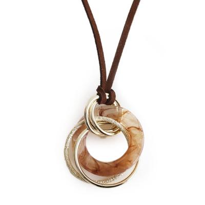 JewelVOX Necklace for Suede Natural Stone Adult Long Necklace [Jewel Box] Women, Long, Simple, Cord, Style, Stylish, Popular, (Brown)