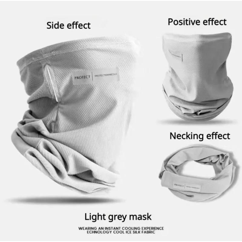Summer Men's Ice Silk Sunblock Mask Ice Sleeve Outdoor Fishing Ride Face Mask Veil UV Protection Solid Color Neck Scarf