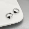 925 Silver Black Heart Hoop Earrings Temperament Simple Inlaid for Women Wedding Jewelry Accessories
