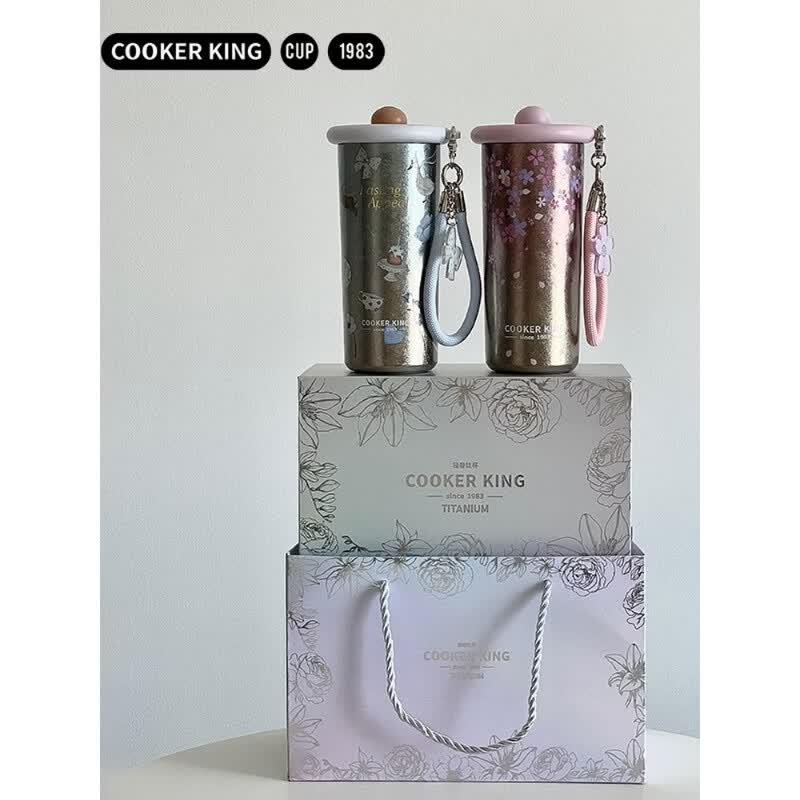 COOKER KING Pure Titanium Insulated Straw Coffee Cup