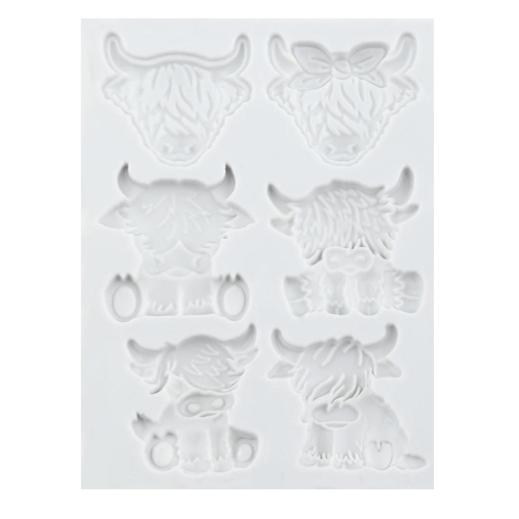 Yak Kuh Silikonformen Schottisches Hochlandrind Fondantform Kuchen Dekorationswerkzeuge Cupcake Topper Schokolade Süßigkeiten Basteln Gum Paste Polymer Clay