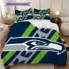 Seattle Seahawks Pattern Bedding Quilt Set Quilt Cover Pillowcase Home Decoration Birthday Gift (1 * Duvet Cover + 2 * Pillowcase, Without Core)