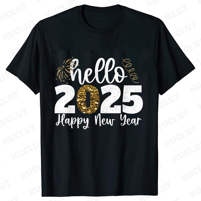 Happy New Year Shirt Please Wait 2025 Loading T-shirts Short Sleeve O-neck T-shirts Fashion Casual Tshirts Short Sleeve Tees