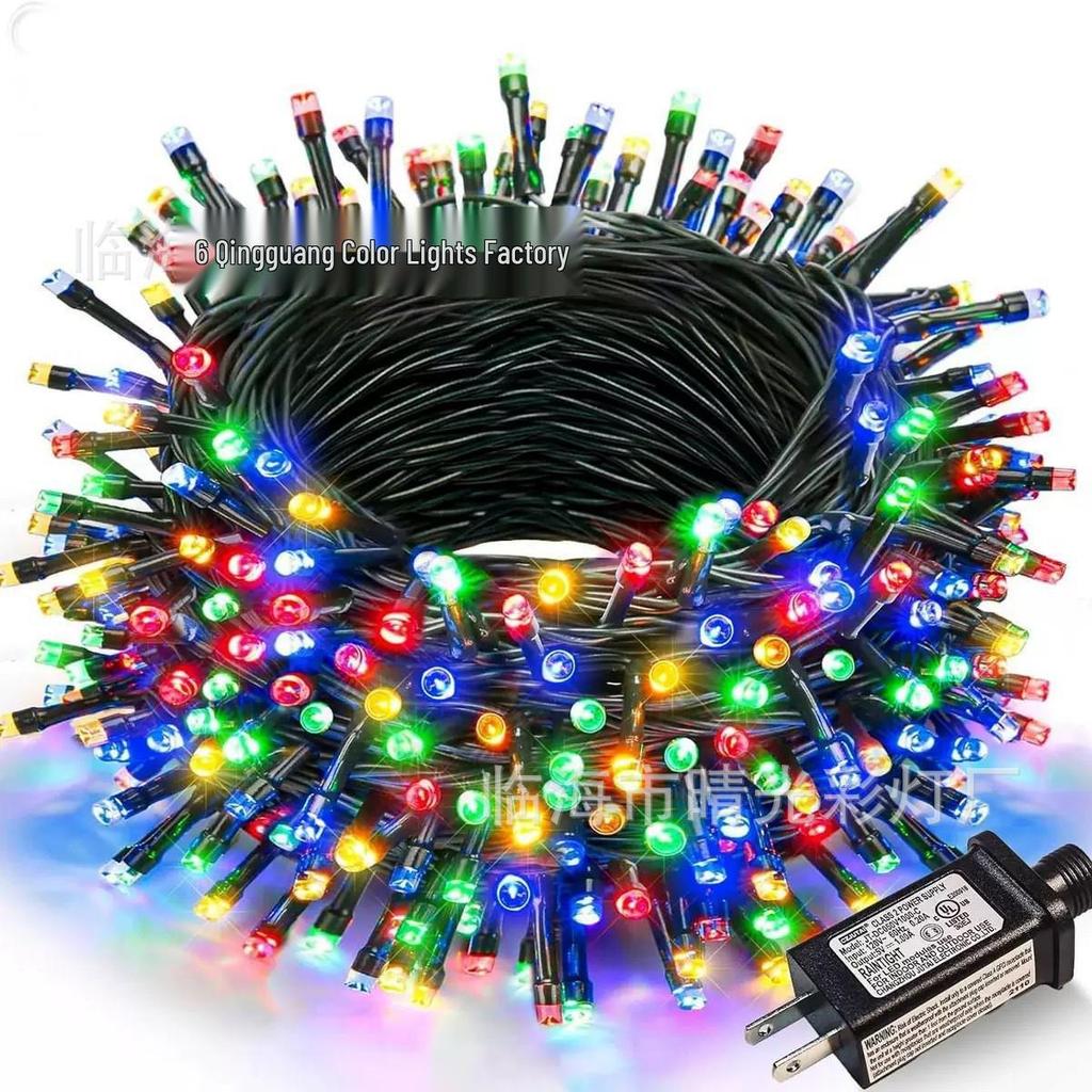 Low-Voltage Flashing Christmas LED Star String Lights, Dark Green Wire, US/EU/UK Plug Options