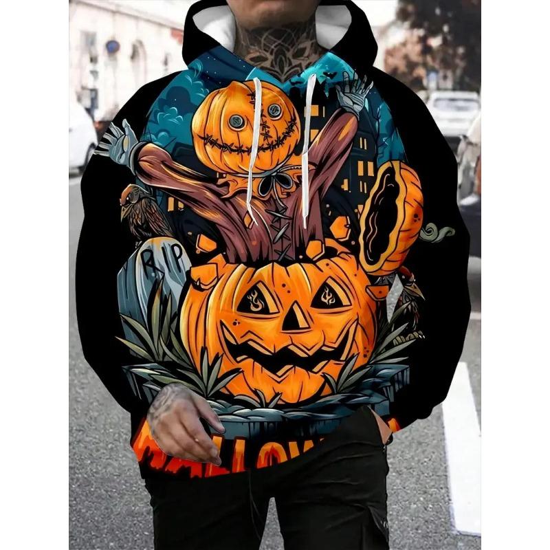 Spring And Autumn Fashion Men's Hoodie Holiday Party Role-playing Pumpkin 3D Print Hoodies Casual Boy Sweatshirt Women's Oversized Top Clothing