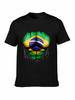Brazil Flag Ripped Muscles Mens TShirt Men T Shirt Print Cotton Short Sleeve TShirt Print Round Neck Man Design Tops