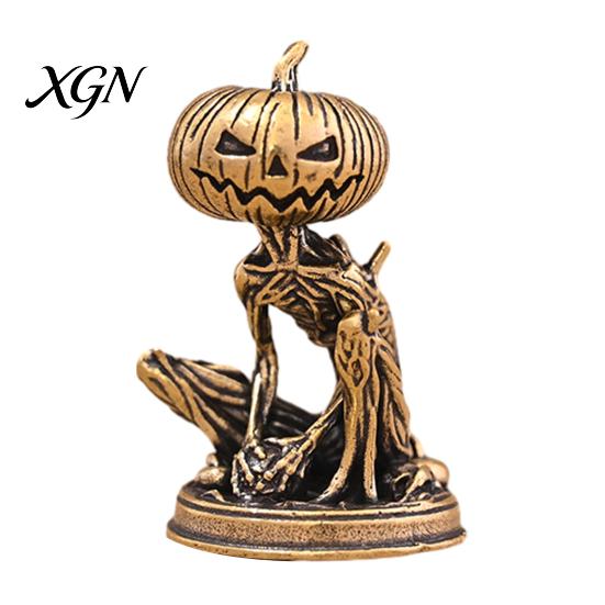 Creative Tea Pet Accessories Solid Brass Pumpkin Monsters Figurine, Distressed Statue, Vintage Skeleton Small Decorative Sculptures Sculpture