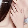 BAMOER Genuine 925 Sterling Silver Guardian Luna Adjustable Finger Ring for Women Geometric Ring Fine Jewelry Engagement Gift