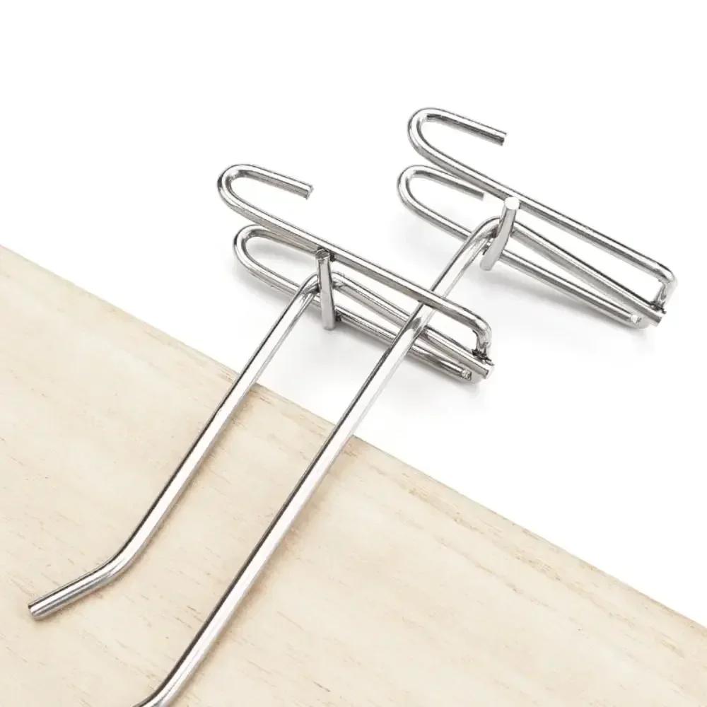 Durable 5-25cm Screen Hooks 3.2mm Thickness Supermarket Wire Mesh Hanging Hooks Stainless Steel Grid Hooks For Screen Grid