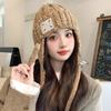 Autumn and Winter New Korean Version of Versatile Wool Hat for Women with Big Head Circumference Showing Their Face Small Rainbow Particles Patches