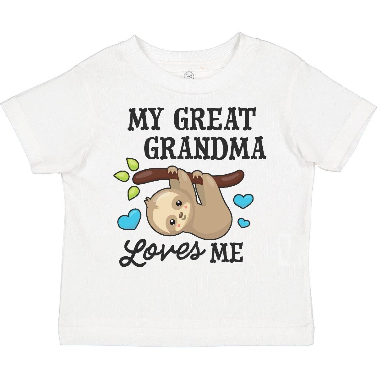 Inktastic My Great Grandma Loves Me With Sloth And Hearts Toddler T-Shirt Kids 100