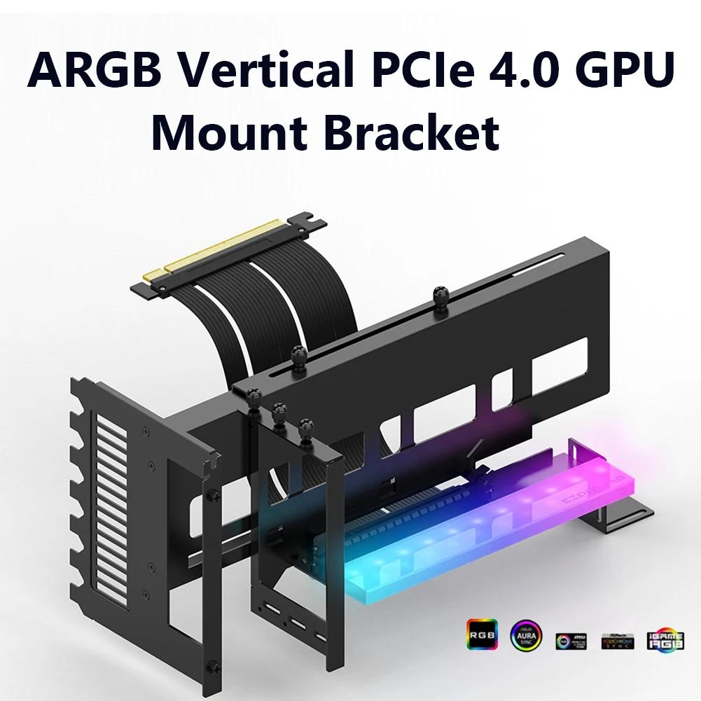 Universal Vertical GPU Holder PCIe 4.0 x16 Kit Riser ATX Case 5V 3PIN ARGB Video Card Holder Graphics Card Steering Bracket