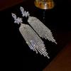 Ice quenched blue flower artificial crystal fringed earrings Cool wind temperament stud earrings Internet celebrity earrings